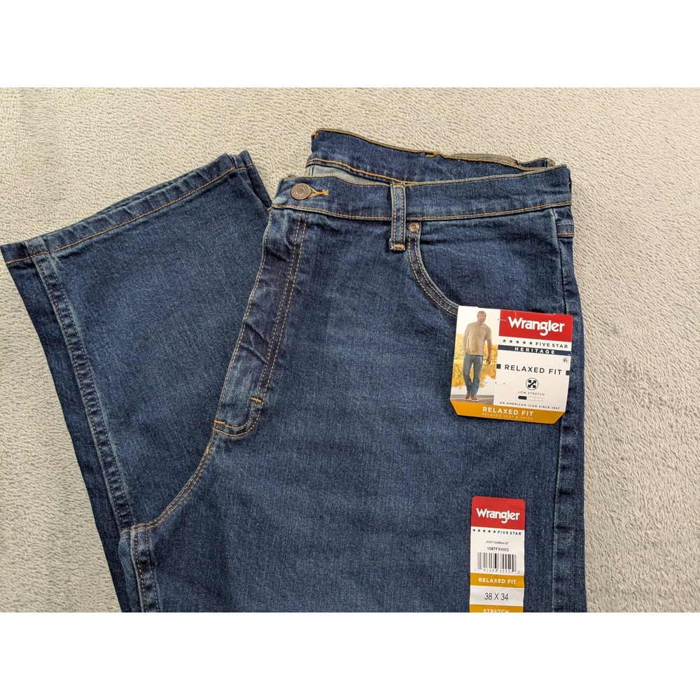 Wrangler Five Star Heritage Relaxed Fit Jeans Dark Wash 38x34 1097FXWXD